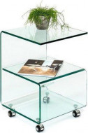 Moderne Glazen bijzet tafel met wielen in de vorm 6