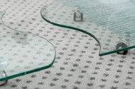 Moderne glazen transparant salontafel op wielen 90 cm