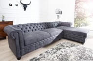 Noble Chesterfield bank Antieke grijze poef hoekbank