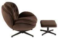 Relax fauteuil met Voetbank Metaal/Textiel Donker Bruin