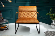 Retro fauteuil mosterdgeel fluweel met sierstiksel