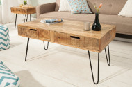 Retro mango hout salontafel met lades 100 cm