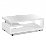Salontafel op wielen hoogglans wit 115 cm