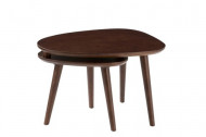 Set Van 2 Bijzettafel Vintage Hout Bruin