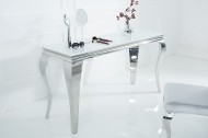 Stijlvolle design Side tafel MODERN BAROCK 140cm roestvrij staal met tafelblad in wit opaalglas