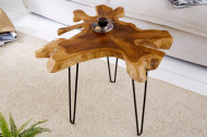 Unieke bijzettafel WILD 60cm teakhouten salontafel