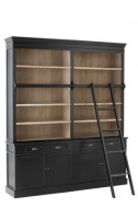 Bibliotheekkast+Ladder Hout Zwart/Naturel 200cm