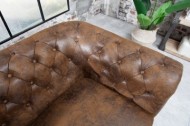 Chesterfield 3-zits bank 205cm antiek bruin met knoopsluiting en veerkern