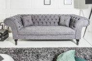 Chesterfield 3-zitsbank PARIS 225 cm grijs met 2 springkussens