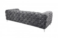 Chesterfield stof Fluweel donkergrijs 3-zitsbank 235 cm