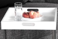 Design bijzettafel CIANO 40cm wit chroom dienbladtafel