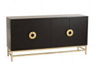 dressoir kast Mango Hout 4 deurs/Ijzer Zwart/Goud 160cm