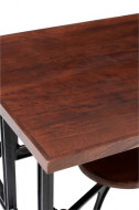Eettafel Mangohout 4 Draai Stoelen Metaal Zwart Hout Bruin 130cm