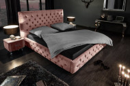 Elegant tweepersoonsbed PARIS 160x200cm oud roze fluweel stof Chesterfield design