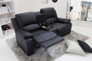 Exclusieve 2-zits bioscoopbank 190 cm zwarte lederlook met bekerhouder