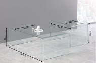 Hoge kwaliteit set van 2 glazen salontafel FANTOME 100 cm transparant