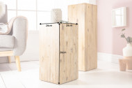 Hoogwaardige kolom bijzettafeltje 50 cm acacia teak grijs gekalkt