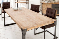 Industrieel design eettafel FACTORY 160cm witgekalkt acacia