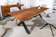 Industriële eettafel WOOD ART 200cm gevlamd mangohout met X-frame