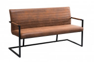 Industriele sledebank LOFT 160cm vintage bruin met armleuningen