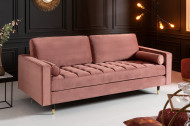 Luxe design 3-zitsbank 225 cm zitcomfort pocketvering bekleding fluweel stof oudroze
