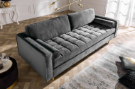 Luxe design 3-zitsbank 225 cm zitcomfort pocketvering fluweel stof grijs