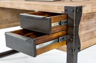 Massief Accaciahout bureau FACTORY 135 cm met 4 laden