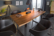 Massief Boomstam Accacia Hout Eettafel 160cm Bladdikte 2.6 cm industrieel sledeonderstel