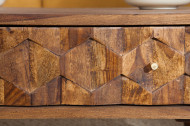 Massief hout salontafel met lades LIVING 110 cm naturel sheesham 3D-oppervlak massief hout
