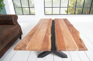 Massief houten salontafel AMAZONAS 120 cm acacia metaal zwarte boomrand