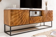 Massief tv-meubel SCORPION 160 cm mangohout uitgebreid 3D-snijwerk
