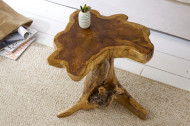 Massieve bijzettafel ROOT 40cm teak met jaarringen