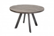 Massieve eettafel 120cm rond grijs mangohout gebogen poten