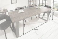 Massieve eettafel 160cm mangohout grijs ijzer industrieel design