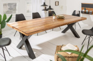 Massieve eettafel IRON CRAFT 200cm mangohout industrieel design met X-poten