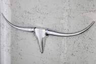 Moderne design wanddecoratie BULL L 100 cm zilver aluminium stierenkop