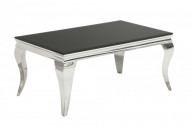Moderne Salontafel BAROQUE 100cm zilver met zwart opaal glas