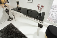 Moderne Sidetable console tafel MODERN BAROK 140 cm zwart roestvrij staal opaal glazen tafelblad