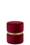 Poef Rond Velours stof Rood/Goud