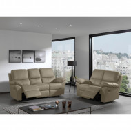 Relax Bankstel Salon Zetel 3+2 Leer kleur Taupe