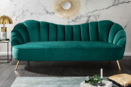 Retro 3 zitsbank ARIELLE 220 cm aqua stof fluweel met sierstiksels