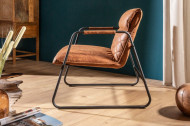 Retro fauteuil antiek lichtbruin met sierstiksels