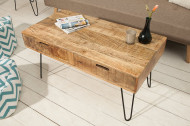 Retro mango hout salontafel met lades 100 cm