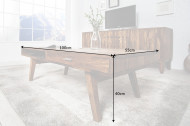Retro sheeshamhout salontafel met 2 lades 100cm