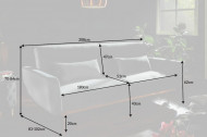 Retro slaapbank BELLEZZA 208 cm grijs fluweel stof 3-zits bank inclusief kussens