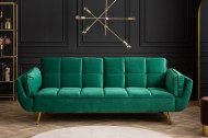 Retro slaapbank BOUTIQUE 213 cm smaragdgroen fluweel met gouden pootjes