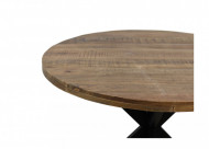 Ronde massief mangohout eettafel 130 cm - Naturel/zwart - Mangohout/ijzer