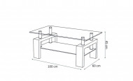 Salontafel Glas Hoogglans zwart model Budget 100 cm