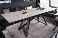 Uitschuifbare eettafel ATLAS 180-220-260 cm keramiek blad in marmerlook Grijs/Wit