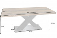 Uitschuifbare eettafel MONTREAL 180-230-280cm plank eiken met X-frame